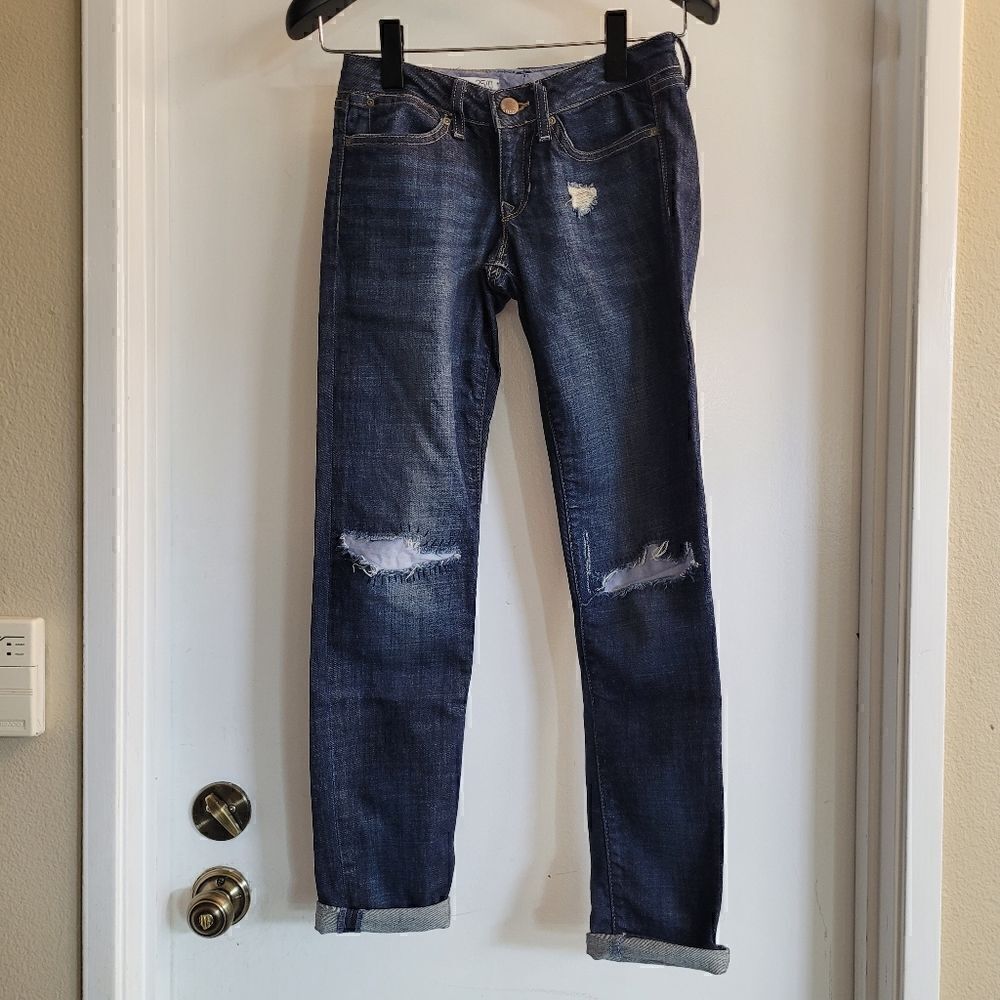 Gap always skinny distressed patched jeans
